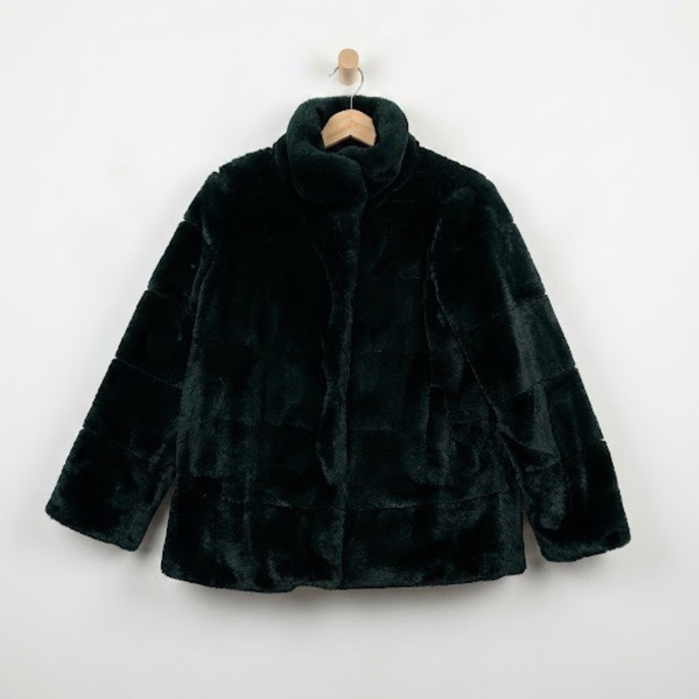 NVLT Retro Vampy Hunter Green Faux Fur Winter Coat Indie Sleaze Mob Wife M